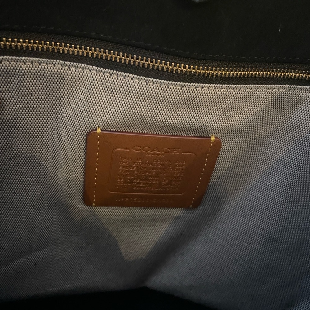 Coach Black Pebbled Leather Tote with Gold Accent - Picture 3 of 7